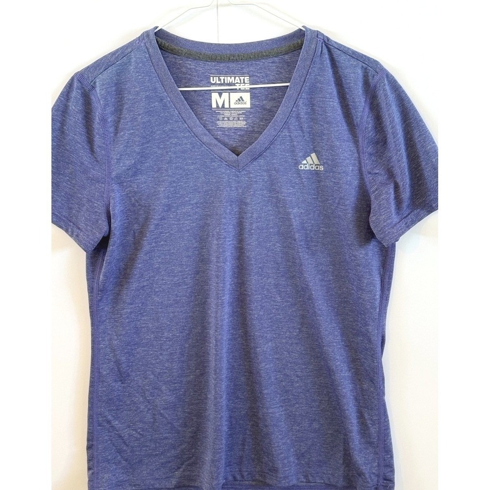 Adidas Ultimate Tee Womens Medium Purple Blue Heathered V-Neck Athletic T-Shirt